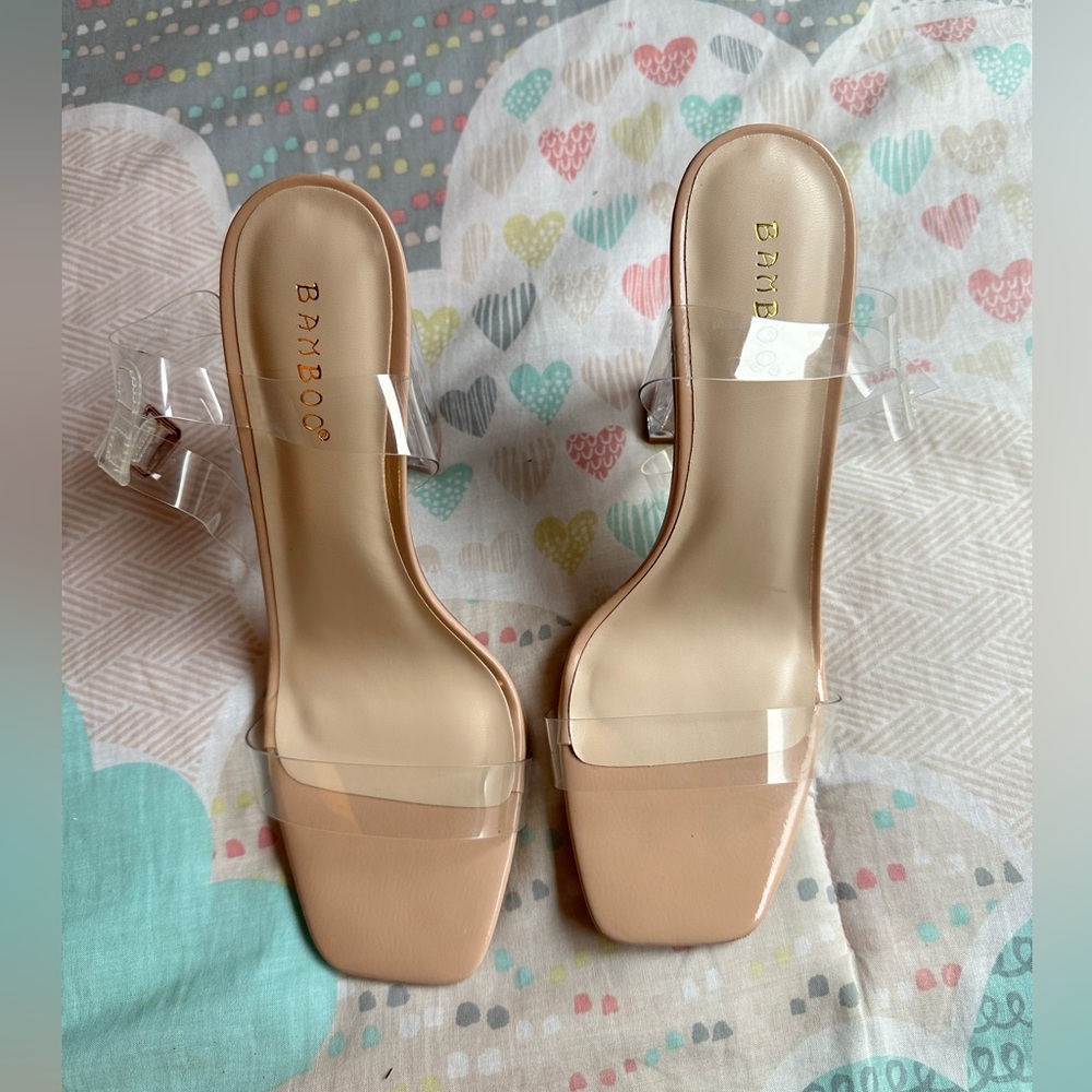 Clear Strap Nude Heels